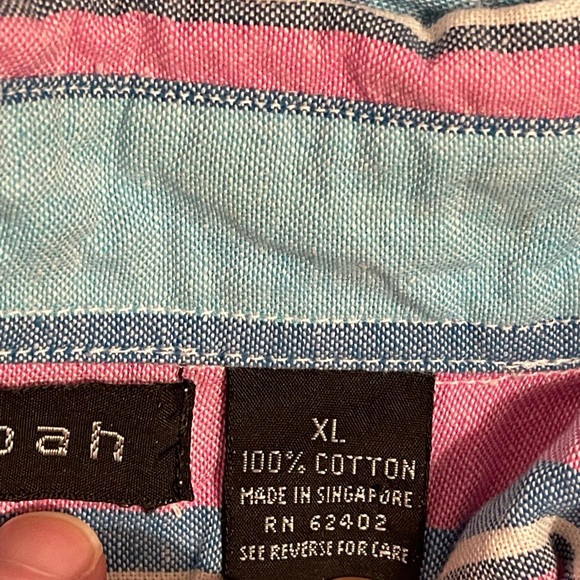 Casbah Button Up Men’s Short Sleeve Dress/Casual Shirt Size XL Pink/Blue stripe - Picture 4 of 7